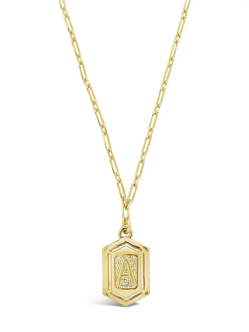 Hexagon Tag Initial Pendant Necklace