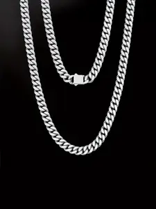 ICED CHICS 12MM stainless steel encrypted four-sided polished Cuban buckle necklace, Cuban chain necklace for men and women, solid Cuban chain, smooth Cuban chain, Cuban link necklace, Stainless Steel Necklaces