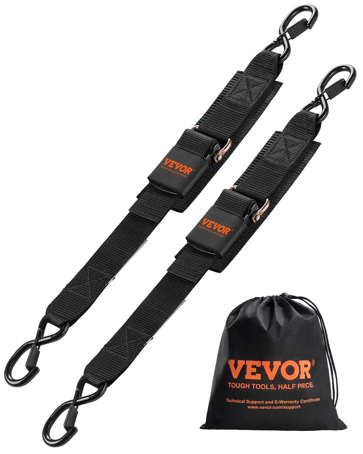 【Summerfinds】VEVOR Retractable Ratchet Straps,2 in x 4 ft Ratchet Tie Down Straps with Security Lock S Hooks2 Pack Heavy Duty Ratchet Tie Down Straps with 1500 lbs Break Strengthfor TrailersVehiclesBoat