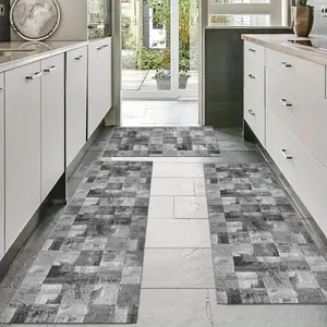 Kitchen Mat Set 2pcs/3pcs, Plaid Non-Slip Soft Carpet, Kitchen Rugs Sets, Durable Home Decor Rug for Kitchen Living Room Bathroom Entrance Doorway