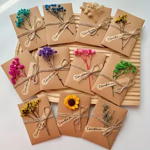 A Set of 6 Handmade Kraft Paper Greeting Cards with Self-Sealing Envelopes, Perfect for Birthdays, Mother'S Day, Thanksgiving, Valentine'S Day, Easter, And Graduations - Vintage-Style Thank You And Blessing Cards, Custom Message Card