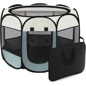 Dog and cat playpen, indoor pet fence for small dogs, outdoor tent cage for small dogs, portable pop-up dog cage with carrying case, suitable for dogs/cats/rabbits (gray, small size)