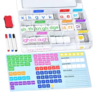 JoyCat 265 Phonics Magnetic Letter Tiles, ABC Reading Games Set with Word-Building Folder & Storage Case, Letter Sound Alphabet Letters, Classroom Materials