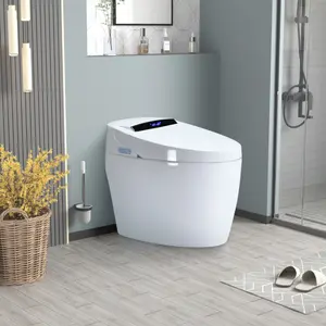 Bellemave Smart Toilets with Heated Bidet Seat Portable Toilet with Bidet Built Intelligent Auto Open Close Seat Dryer Warm Water Modern Features Hands-Free Operation & Foot Sensor