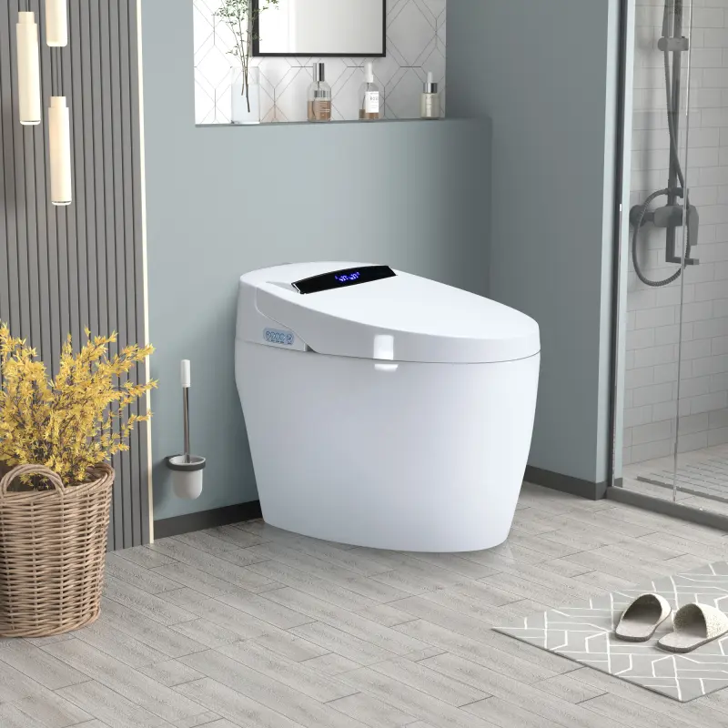 Bellemave Smart Toilet with Heated Bidet Seat, Portable Design, Intelligent Auto Open-Close Seat, Warm Water Bidet, Dryer, Hands-Free Operation & ft Sensor, Modern Bathroom Fixture, Electronic Bidet Seat Toilet Bowls