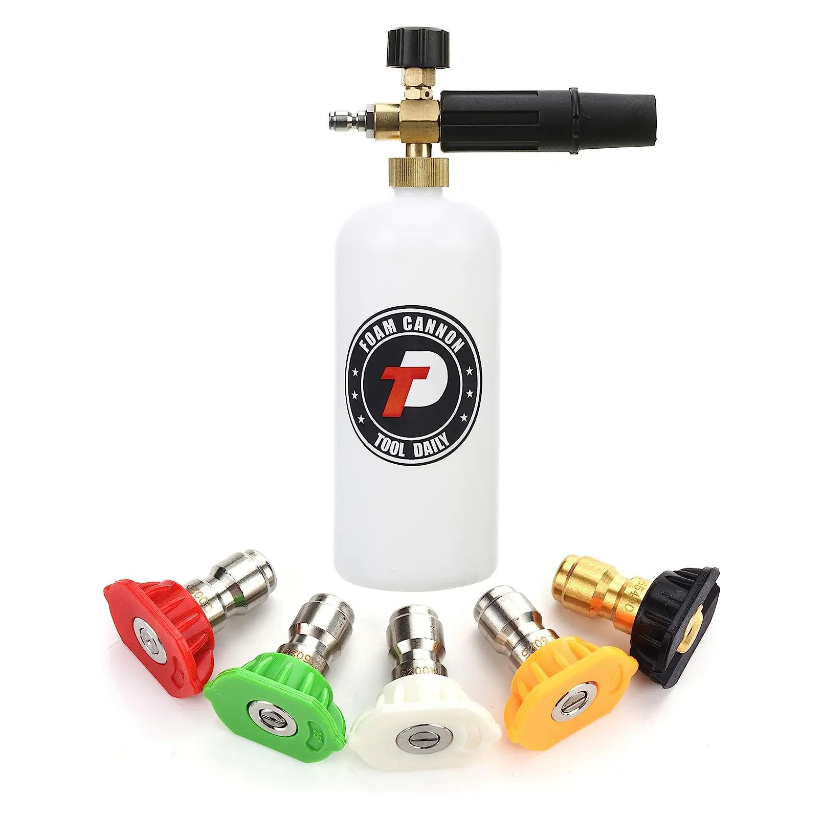 Tool Daily Pressure Washer Foam Cannon, with 1/4 Inch Quick Connector, 1 Liter 5 Nozzle Tips for Car Washing & Detailing, 1000-3000 PSI Adjustable Foam Lance, DealsForYouDays