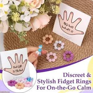 5-piece Colorful Spiked Bead Massage Ring Set - Adult massage rings designed to relieve anxiety and stress, suitable for working professionals. Helps soothe stress and can be used at home, outdoors, at school, in the office, or while traveling.