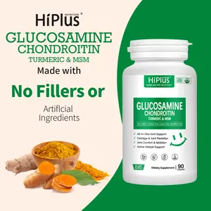 HiPlus Glucosamine Chondroitin MSM and Turmeric Supplement - Joint Support Supplement for Women & Men with Boswellia & Glucosamine Sulfate 1500 mg. Used for Cartilage & Joint Health & Flexibility 90 Capsules