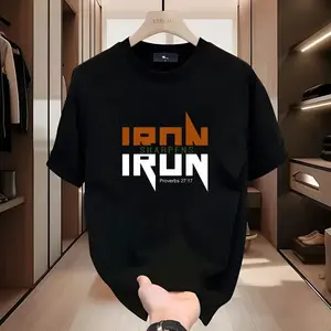 Premium men's T-shirt with "Iron Sharpens Iron" design, heavy cotton fabric, oversized fit, street style