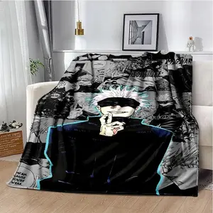 Cartoon Anime Jujutsu Kaisen Throws Blanket Super Soft Featuring Yuji,Megumi,obara and Satoru Gojo Blanket for Travel Beding Bed