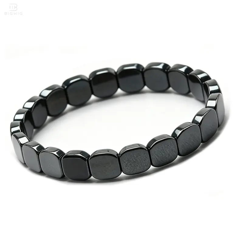 Hematite Bracelet for Men Him, Protection Black Stones for Grounding & Balance, Sleek Minimalist Style, Anniversary or Birthday Daily Wear Jewelry Gifts for Dad/Husband, Fathers day gift Stretch Bangle Versatile backtoschool
