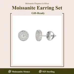 1 Pair Of 0.47-carat Moissanite Round Ear Studs Made Of 925 Sterling Silver, Perfect For Daily Wear And Special Occasions To Enhance Feminine Charm, Comes With A Beautiful Gift Velvet Bag