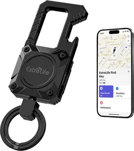 Keychain, Works with Apple Find My（only IOS ),Heavy Duty Keychain Bottle Opener, Carabiner Car Key Chains with Gps Tracker, Key Finder, Bluetooth Tracker for Luggage, Kids, Bags and More, RechargeableSmart Tracking Tag Portable