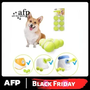All For Paws Premium-Quality 2inch/2.5 inch Tennis Balls for Automatic Dog Ball Launcher Portable Bite Resistant 6 pcs Pack Toy for Dogs Without Launcher Machine