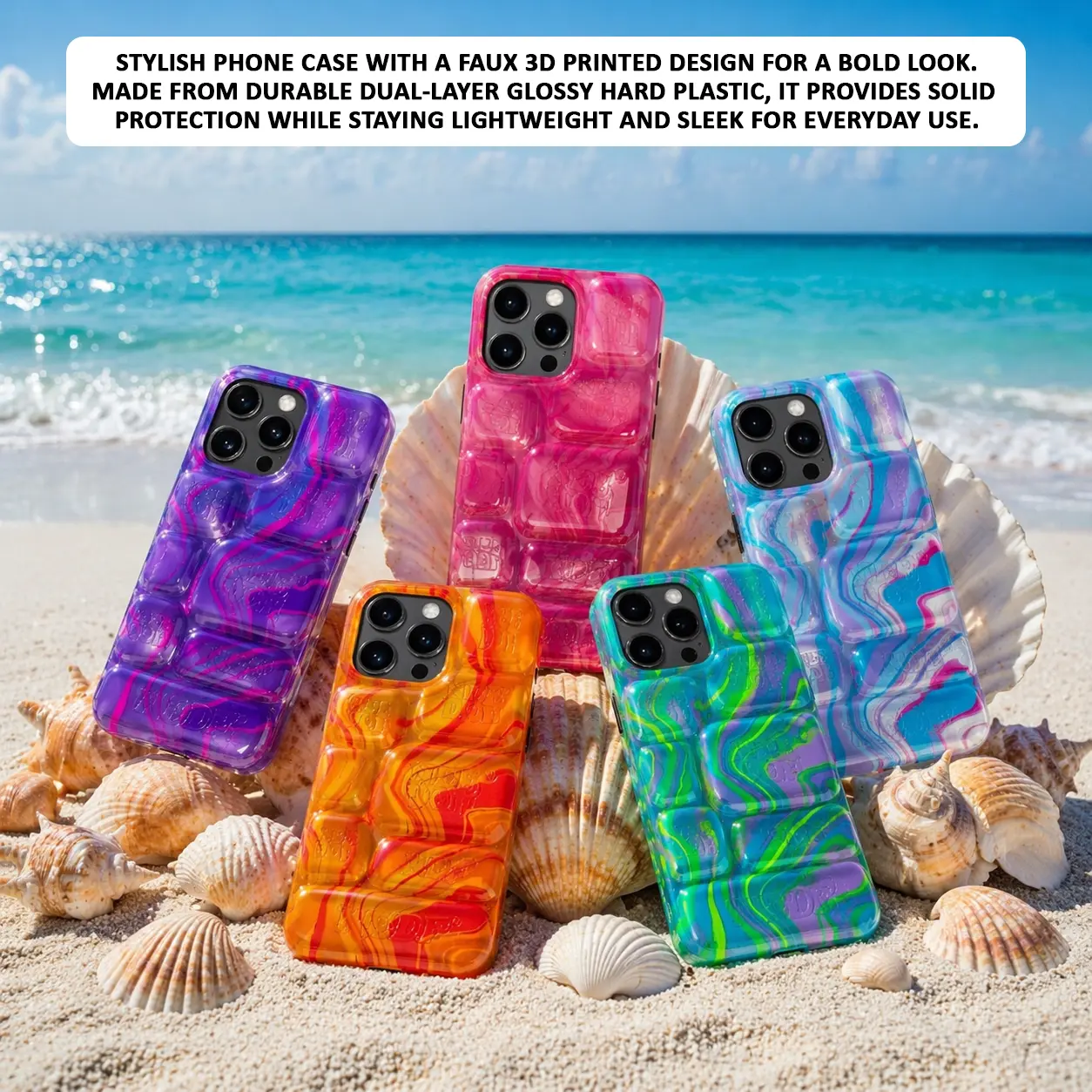NeeDoh Cool Crush Ice Cube Phone Case, 3D Visual Effect Bubble Case, Glossy Hard Protective Cover, Colorful Aesthetic Phone Case