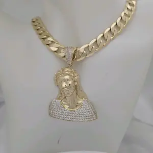 cadena 226 cubana y dije 889 cristo gold plated