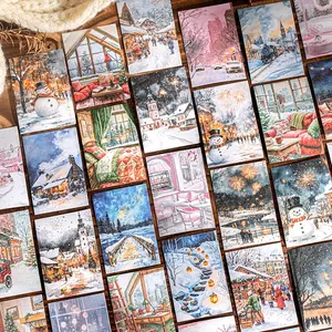 Winter Landscape Sticker Book, 50 Sheets Per Pack, DIY Scrapbook Material, Journal Diary Phone Case Desk Calendar Decoration, Durable