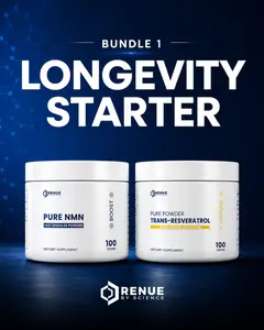 【DFYD Special】 Renue Longevity Starter Bundle - NMN Powder + 100g Resveratrol Vitamin Supplement, NAD+ Support, Cellular Energy, Antioxidant for Healthy Aging, Dietary