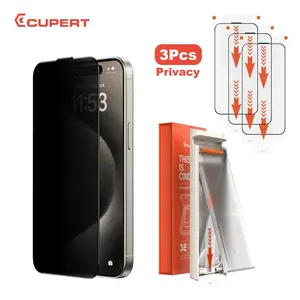 CUPERT for iPhone16/15/14/13/12/11/pro max  Screen Protector Privacy Protection Phone Film （3 Pack） Protective Film anti-spy Phonecase Tempered Glass