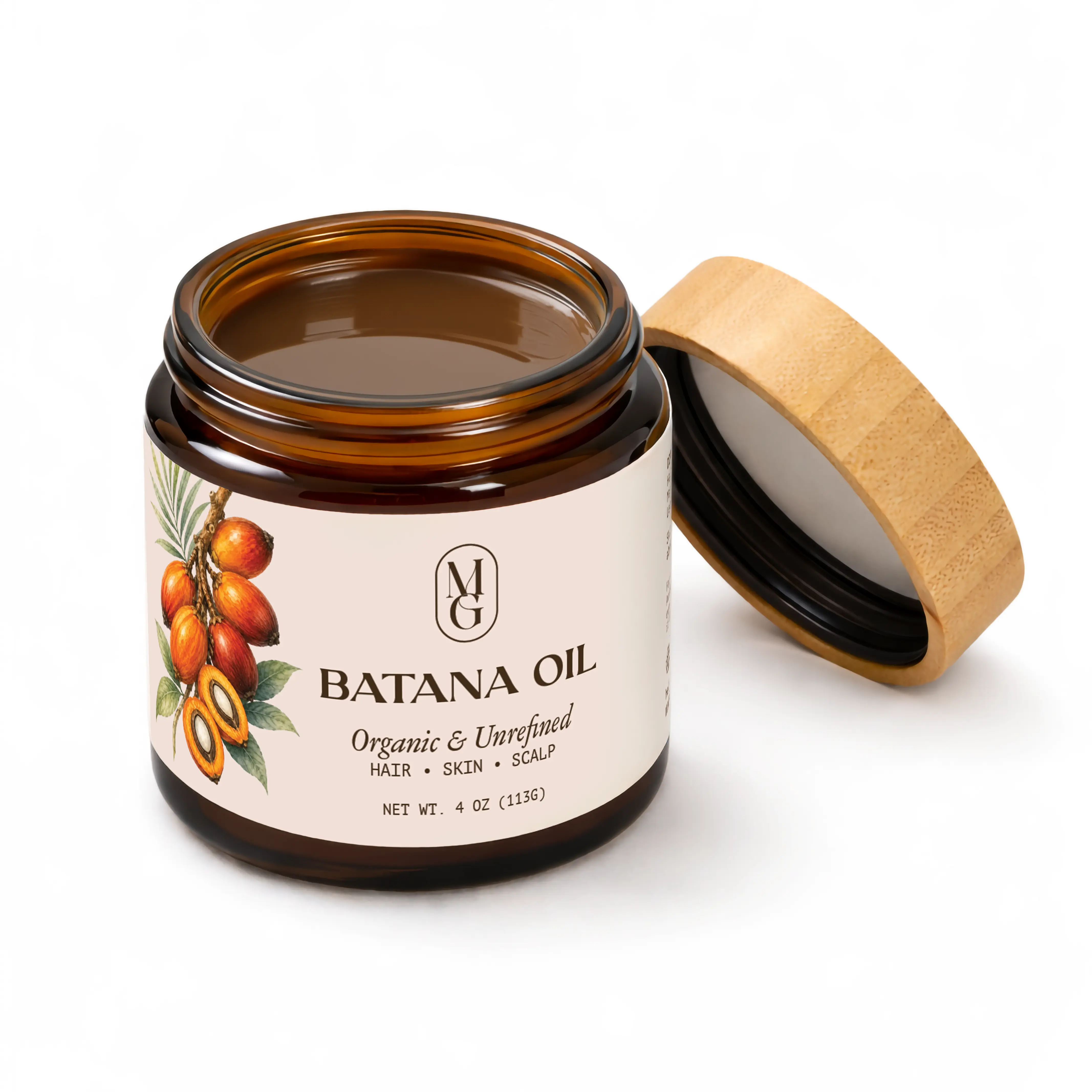 Pure Raw Batana Oil from Honduras - Cold-Pressed, Unrefined Elaeis Oleifera Kernel Oil for Hair, Scalp & Skin Care. Deep Conditioning Moisturizer for Dry Ends, Frizz Control, and Radiant Skin. 100% Natural Single Ingredient Beauty Oil - 4 oz