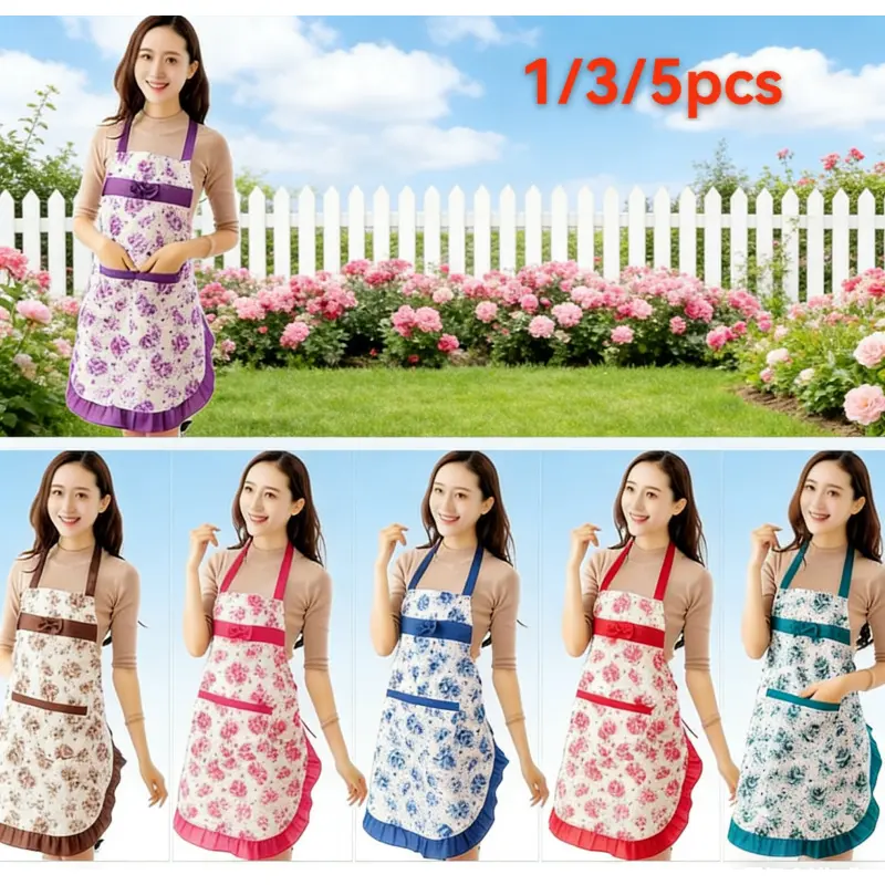 3-piece flower gardening apron with pocket, breathable and durable fabric, multifunctional and suitable for all seasons, suitable for gardening, home, cafe and kitchen.
