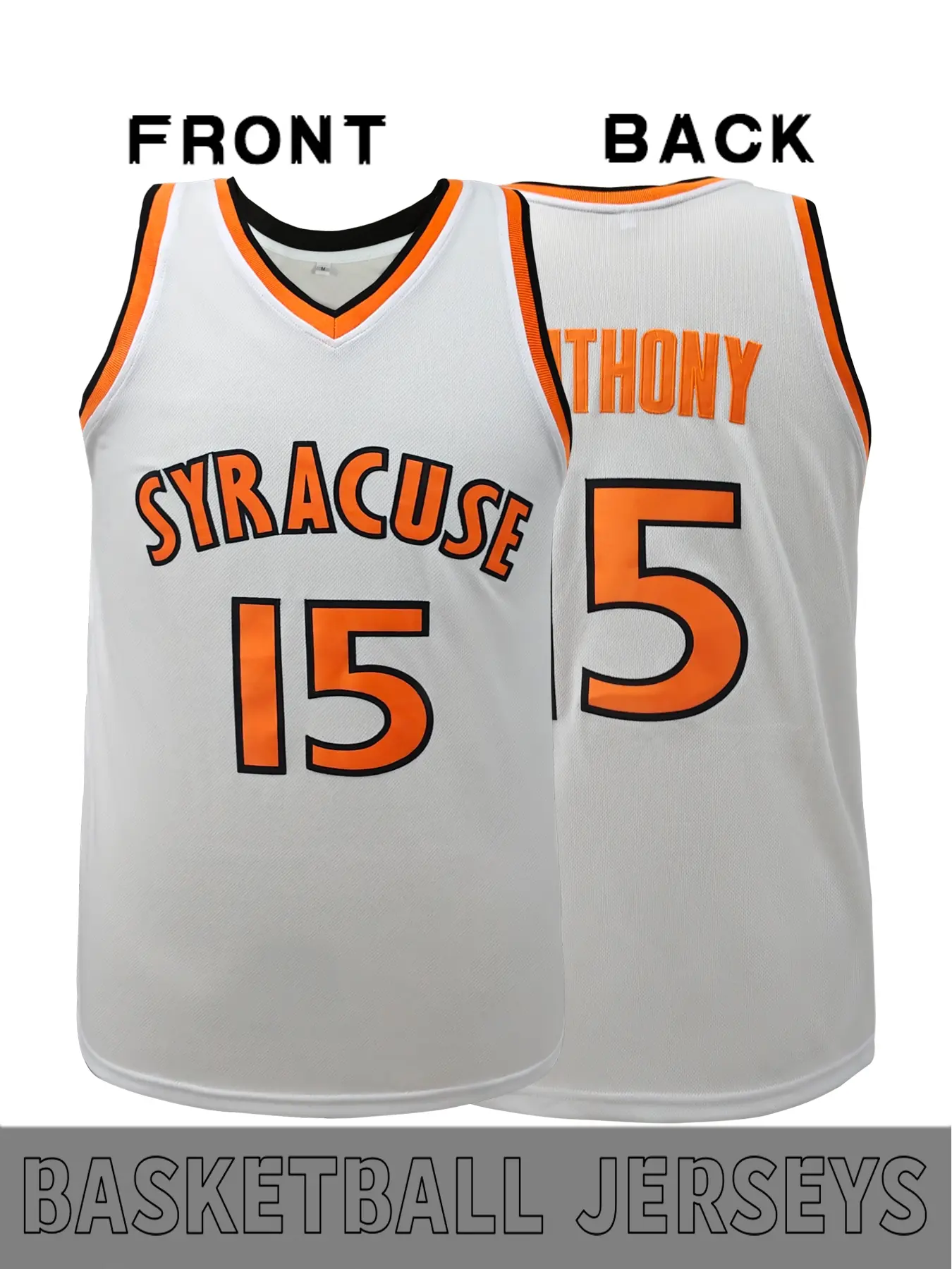 Syracuse Retro #15 College Basketball, Vintage Basketball Jersey, Casual Jersey, Embroidered Classic College Retro Sports Tank Top Loose and Breathable, Retro Street Style, Suitable for Fans and Retro Trendy Followers