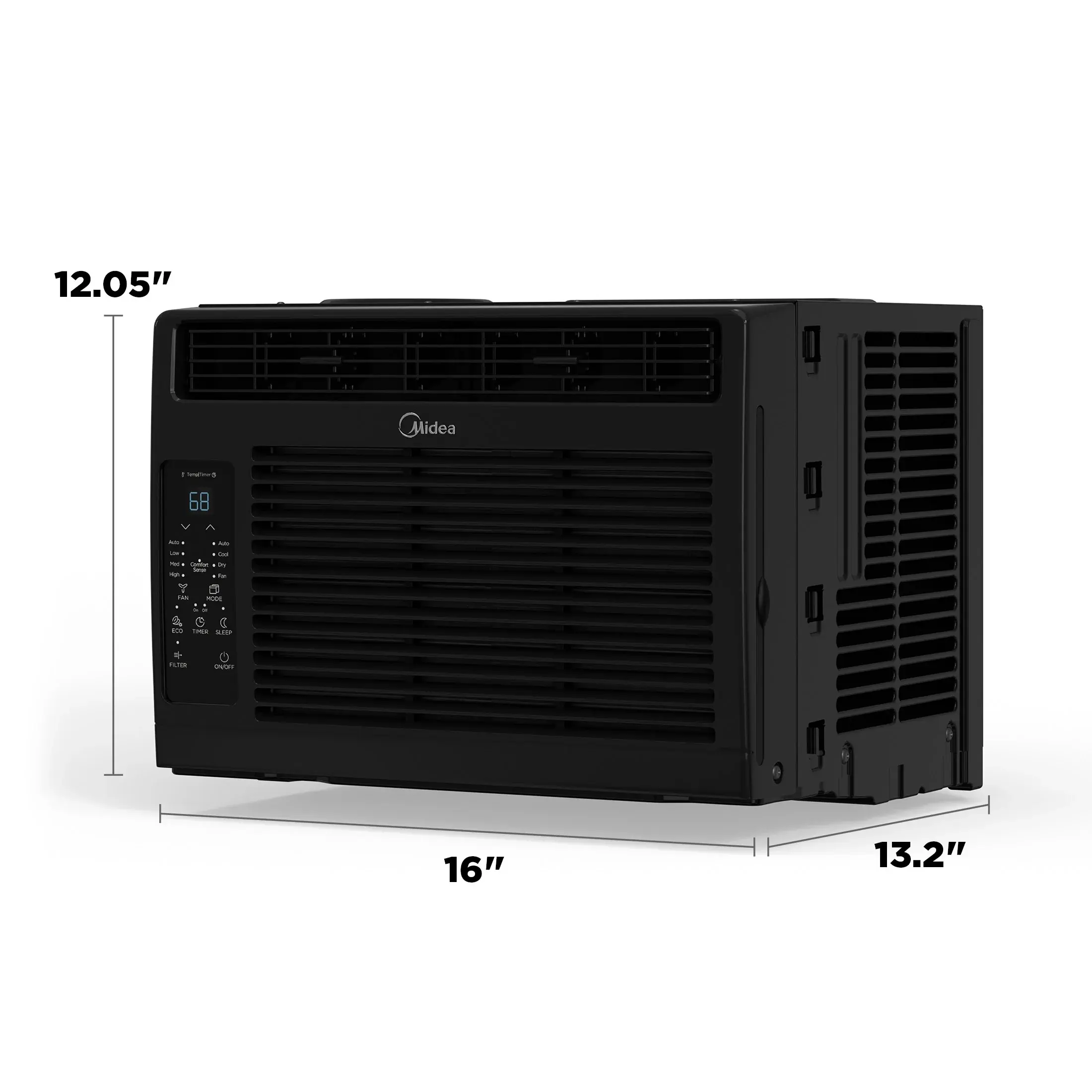 Midea 6,000 BTU 115V Window Mount AC Unit with 115V Plug, ComfortSense Remote, Timer, Energy Saver, Cools Up to 250 Sq.ft. for Bedrooms, Black, MAW06R1WBL-T, LIKE New, Window Type Aircon, Office, Cooling Modes, Sensor Control