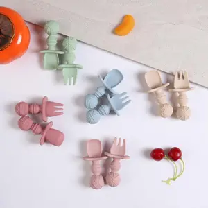 Toddler Silicone Utensils Set - Easy-Grip Fork, Spoon, Play Food Tableware for Safe Self-Feeding Weaning (Assorted Colors)