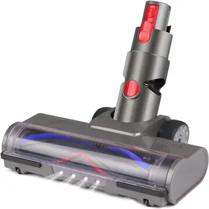 Hardwood Floor Attachment for Dyson V7 V8 V10 V11 V15 Vacuum Cleaners with LED Headlights, V Shape Turbo Bristle Roller Brush Cleaner Head Replacement Parts
