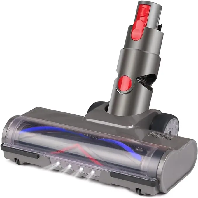 Hardwood Floor Attachment for Dyson V7 V8 V10 V11 V15 Vacuum Cleaners with LED Headlights, V Shape Turbo Bristle Roller Brush Cleaner Head Replacement Parts