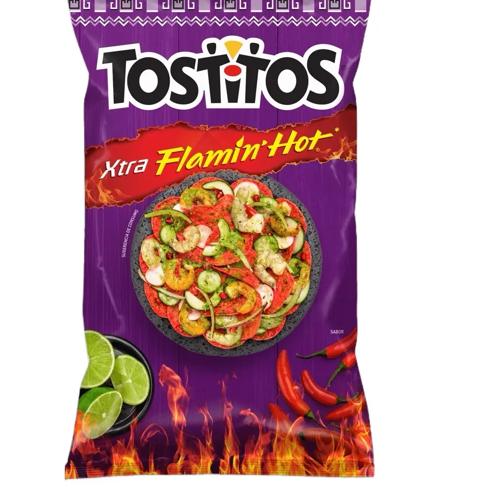 Tostitos Flamin Hot! 5 bags of 62 grams each. Delicious spicy chips Tostitos Flamin Hot! 5 bags of 62 grams each. Delicious spicy chips