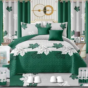 Luxury 24-Pc Bed Sheet Set in Red Floral Design - Includes Bedspread, Pillowcases, Curtains & More