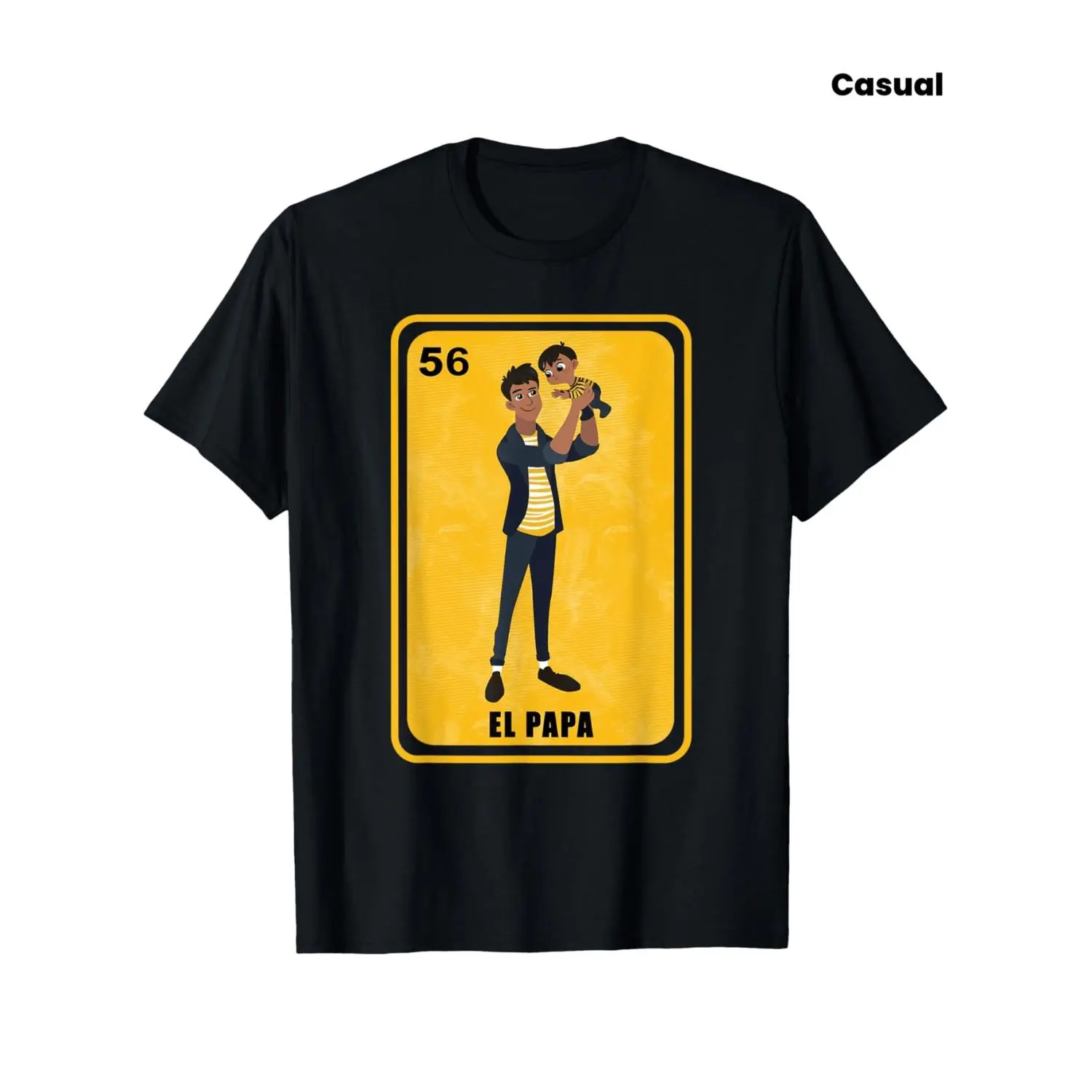 Humorous Spanish Mexican El Papa T Shirt for Dad with Bilingual Bingo Numbers 1-75 Print Unisex Casual 100 Cotton Short Sleeve Top