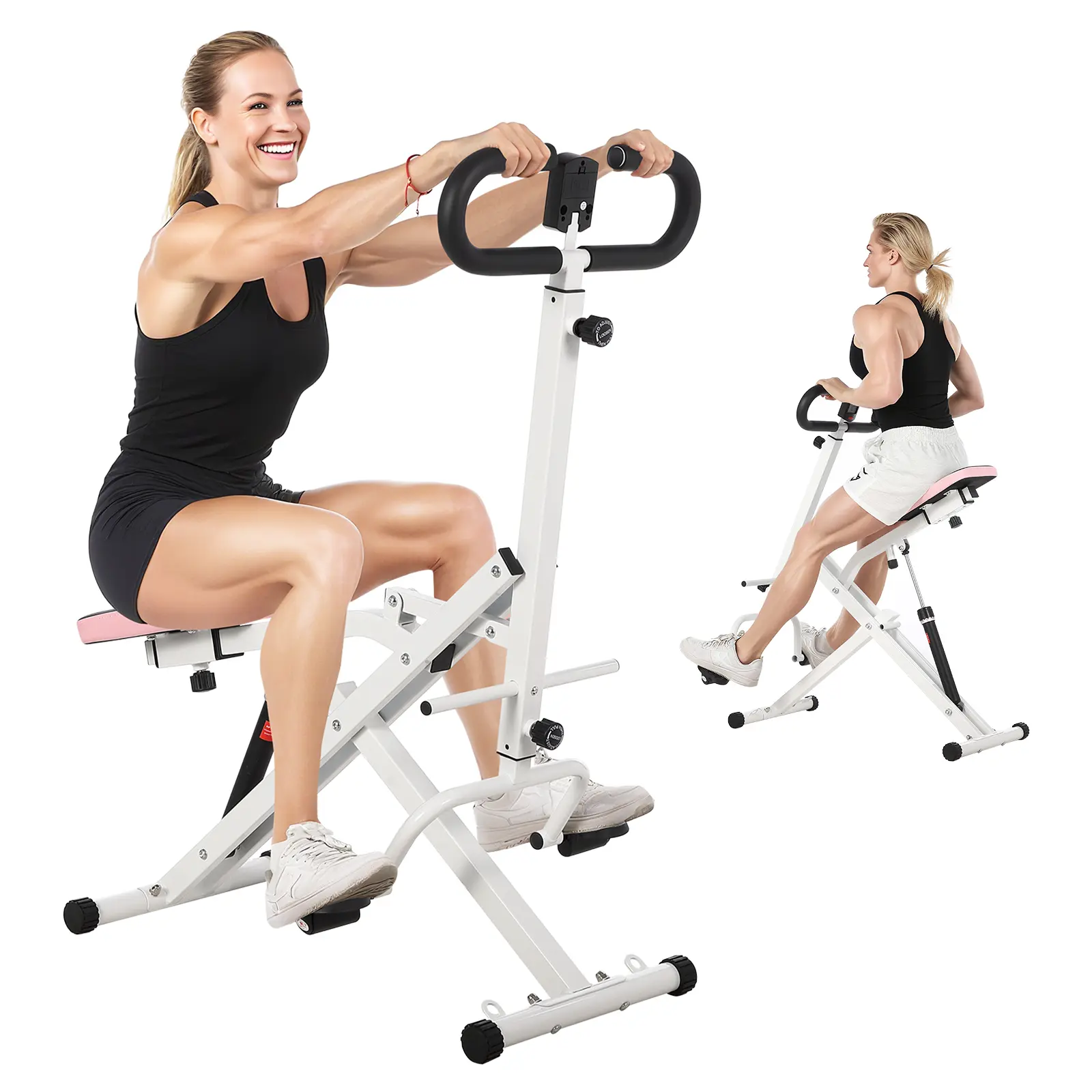 Garvee Foldable Squat Machine for Home Gym, Hydraulic Squat Trainer with 12-Level Adjustable Resistance, Squat & Row Full Body Workout Equipment, 350 lb Capacity Exercise Machine for Glutes, Legs, Core Training