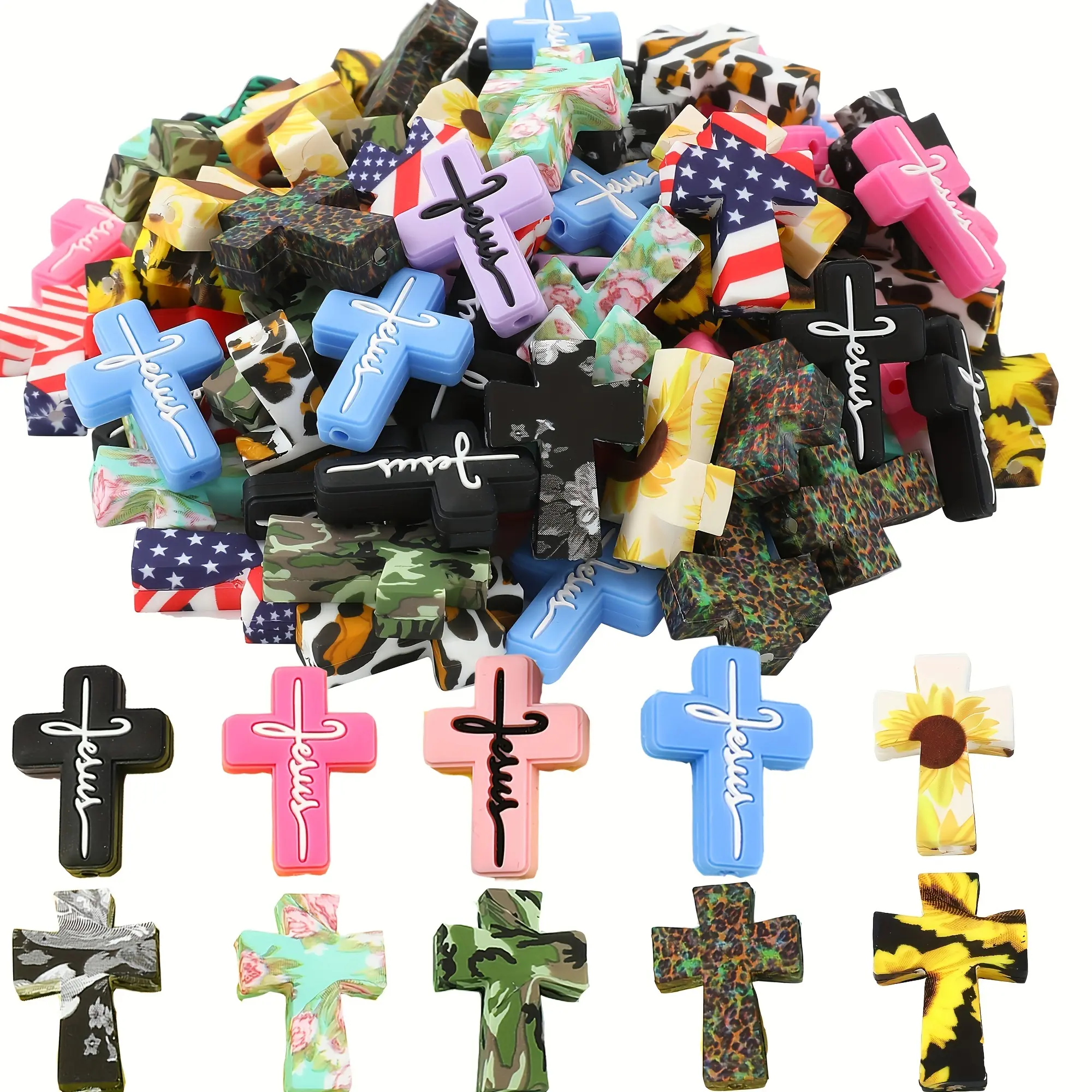 30-piece multi-color organic silicone beads DIY set, suitable for stringing and jewelry making. Perfect for decorating bracelets or keychains. The colors are randomly mixed and highly cost-effective.