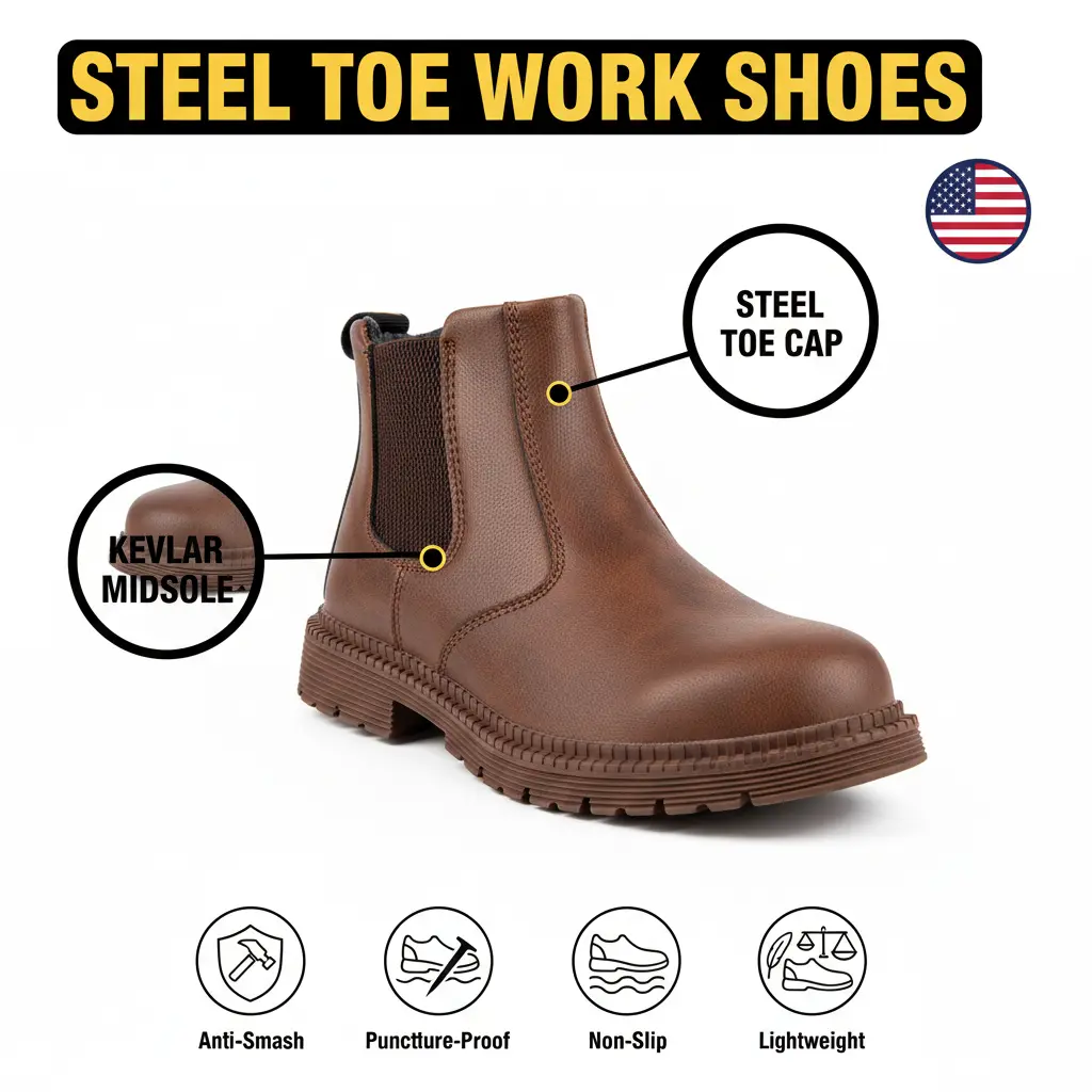 Smash-Proof Puncture-Proof Breathable Liquid-Repellent & Stain-Proof Adult Culinary Catering Bakery Cafe Shoe - Anti-Slip Durable Comfortable Gear