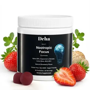 Deha Focus Gummies Nootropic Brain Supplement with Vitamin B6 Vitamin B12, Alpha GPC, Huperzine A, Bacopa Monnieri, Lions Mane Mushroom Gummies – Vegan, Non-GMO, Gluten-Free – 60 Gummies