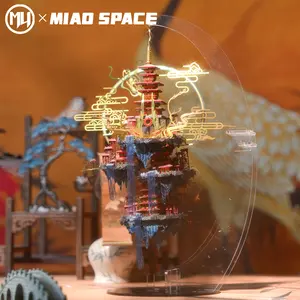 MU Penglai Xiandao Architecture 3D Three-dimensional Metal Puzzle Handmade DIY Puzzle Toy Desktop Office Ornament Unzip Send Girlfriend Birthday Christmas Halloween Colorful Gifts Suitable for Collection