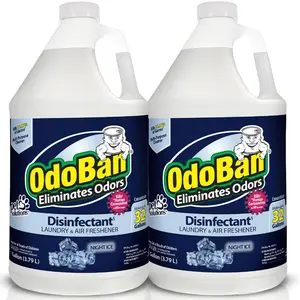 OdoBan 1 Gal. Night Ice Disinfectant and Odor Eliminator, Mold Control, Multi-Purpose Cleaner Concentrate (2-Pack), EPA List N Disinfectant, Kills 99.99% of Germs in 60 Seconds, Removes Pet Smoke Musty Odors, Multi Purpose Cleaner and Deodorizer