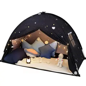 Sumbababy Kids Bed Tent Space Play Canopy for Boys & Girls, Portable Bunk Bed Tent for Toddlers, Indoor Playhouse Sleeping Tent with Starry Them