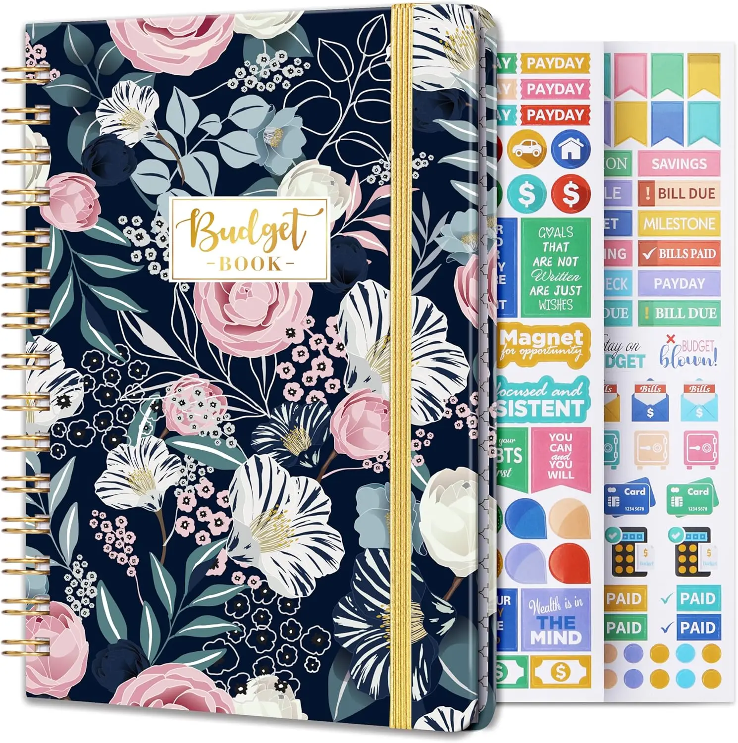 Budget Planner - Budget Book with Bill Organizer and Expense , 6.1" x 8.25", 12 Month Undated Finance Planner/Account Book to Take Control of Your , Start Anytime - Petunia