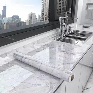 AuraHome 40cm Waterproof Self-Adhesive PVC Marble Wallpaper - Oil-Proof, Moisture-Proof Decorative Vinyl for Bathroom, Kitchen, Bedroom - Peel-and-Stick Countertop & Cabinet Makeover Solution, Wallpaper For Bedroom