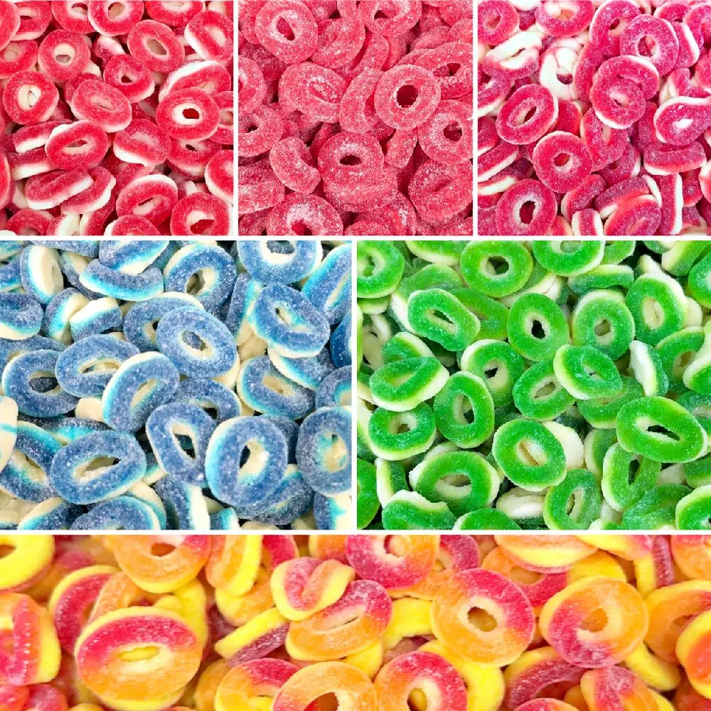Eshopx Gummy Rings-Soft & Chewy Candy | Candy Treats 7 different flavors  Snack Sweet Bonbon