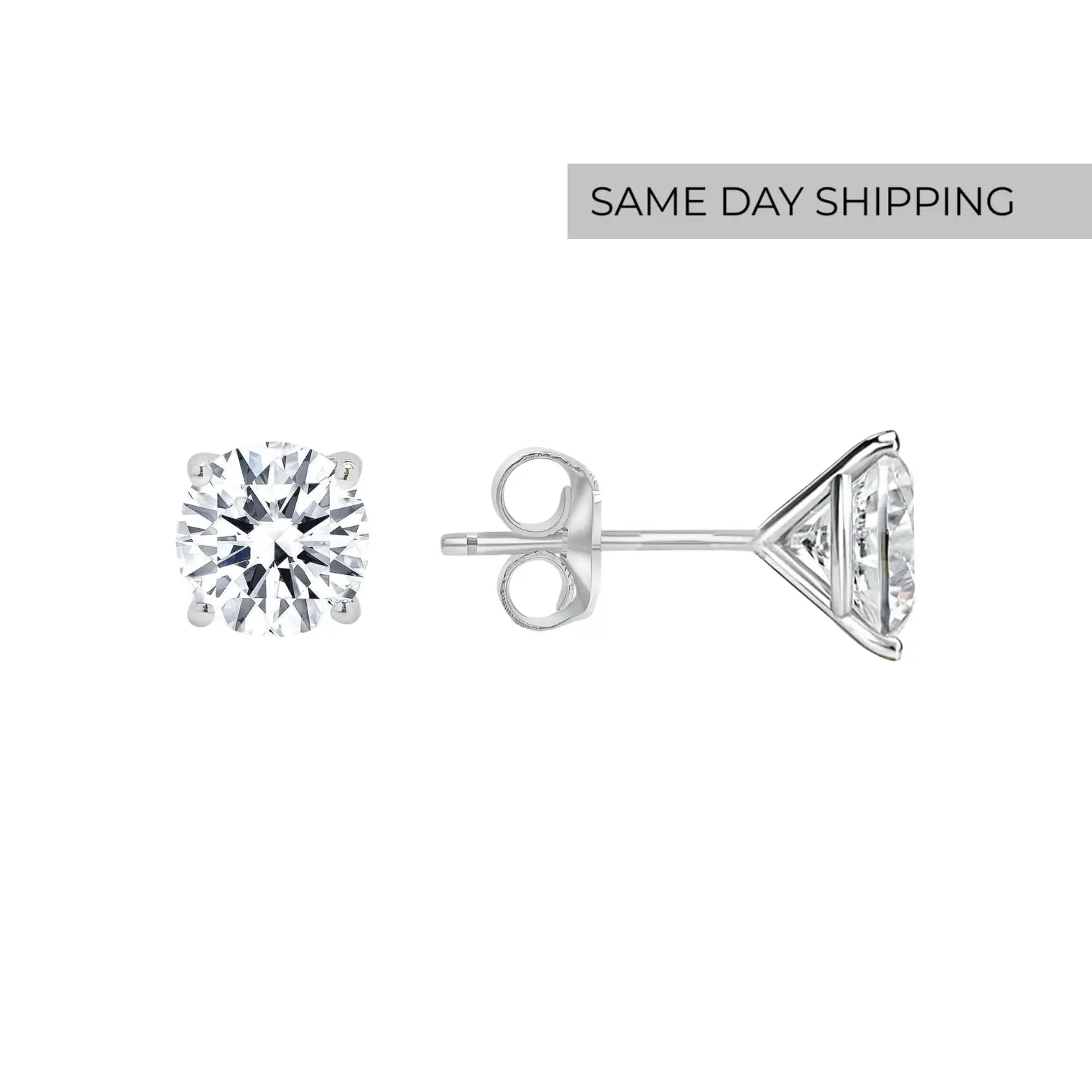 Martini Setting Round Solitaire Stud Earrings