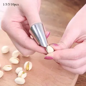 1/3/5/10pcs Finger Thumb Picks, Finger Protector, Adjustable Finger Thumb Picks, Stainless Steel Finger Picks For Bean Pine Nut Pistachio, Stainless Steel Finger Guard, Creative Metal Nail Protector, Kitchen Utensils, Kitchen Tools