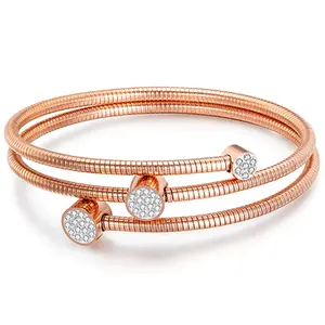 Just Love Jewels Female Stainless Steel Cable Wire-Wrap Style Stacking Bangle Bracelet