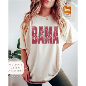 Distressed Alabama Shirt, Retro Alabama T-Shirt, Varsity Aesthetic Bama Lover Gift, Vintage Bama State Pride Tee Shirt