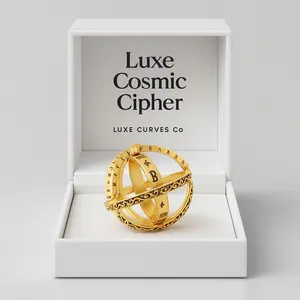 Luxe Curves Co. Luxe Cosmic Cipher™ Rotating Astronomy Sphere Ring with Interlocking Bands & Intricate Engravings for Everyday Wear and Meditation