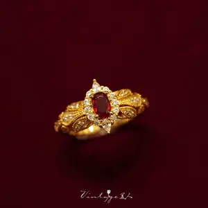 VintageJewelry Puerto Rico Inspired French Court Elegance Rare Glowing Ruby Open Ring by Mao Shengrui