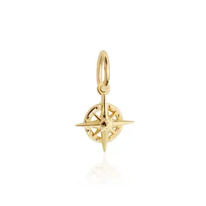 Compass Charm, Solid Gold Mini
